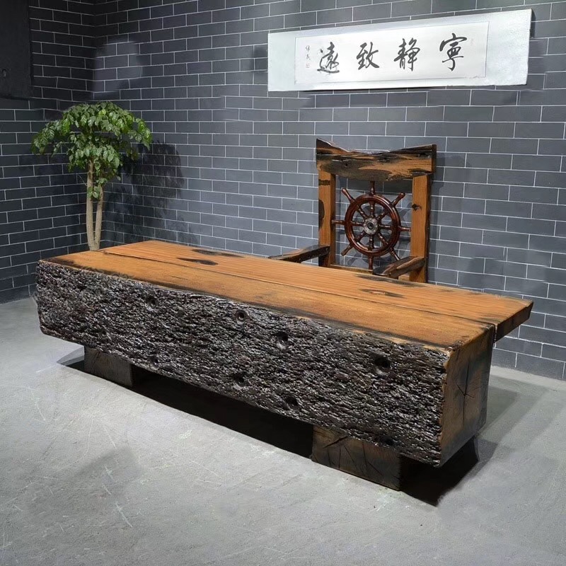 老船木龙骨平板台 - 中山胜屿船木家具有限公司